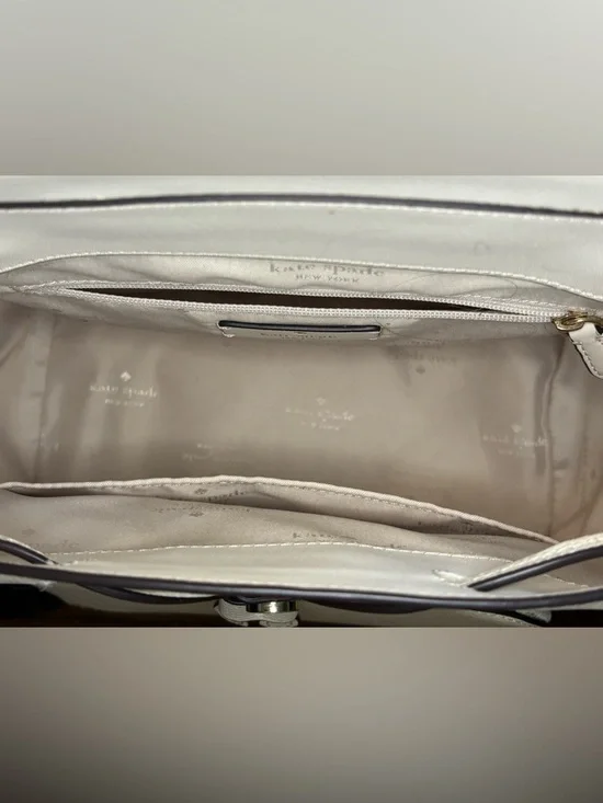 kate spade Cream Pebbled Leather Backpack with Front Pocket - Picture 13 of 16